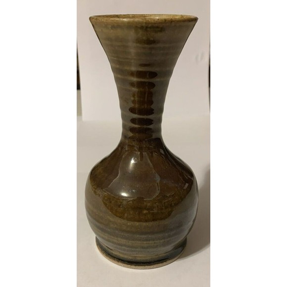 Pigeon River Pottery Tim Kerns Signed Brown Drip 6" Vase Early 2005 Wheel Thrown - Picture 4 of 16